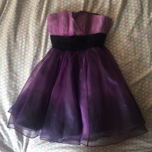 Purple strapless dress